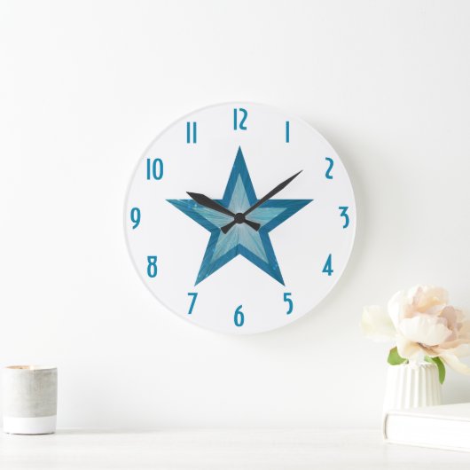 Blue Star 'getallen' klok rond wit (Huis)