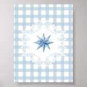Blue Star Gingham Christmas Poster (Voorkant)