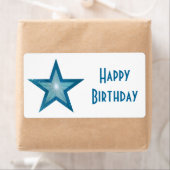 Blue Star 'Happy Birthday' Breedbandlabel Etiket (Insitu)