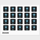 Blue Star 'Happy Birthday' vierkant sticker zwart (Vel)
