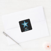 Blue Star 'Happy Birthday' vierkant sticker zwart (Envelop)
