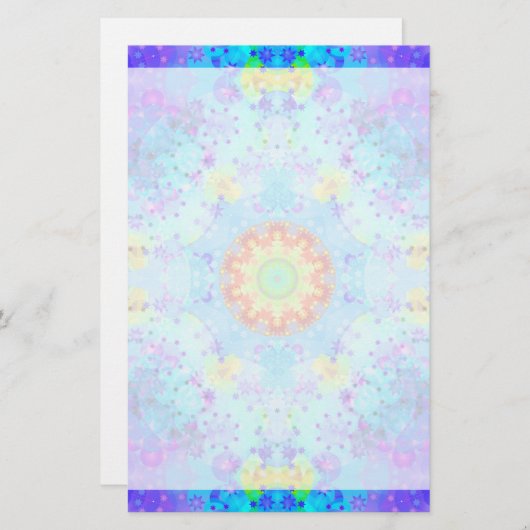 Blue Star Hippy Mandala Patterned Briefpapier (Voorkant / Achterkant)