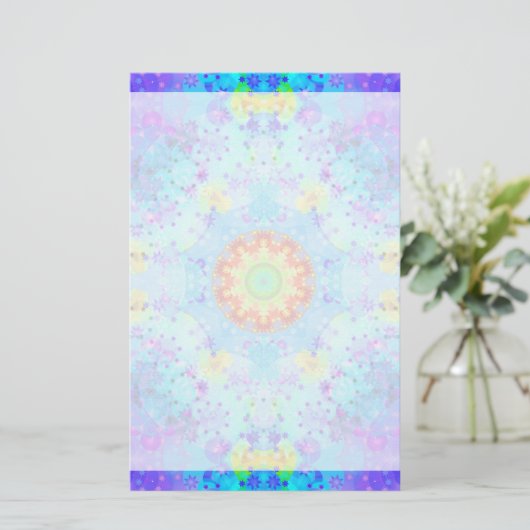 Blue Star Hippy Mandala Patterned Briefpapier (Staand voorkant)