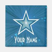 Blue Star 'Jouw naam' koelkast magneet vierkant (Voorkant)