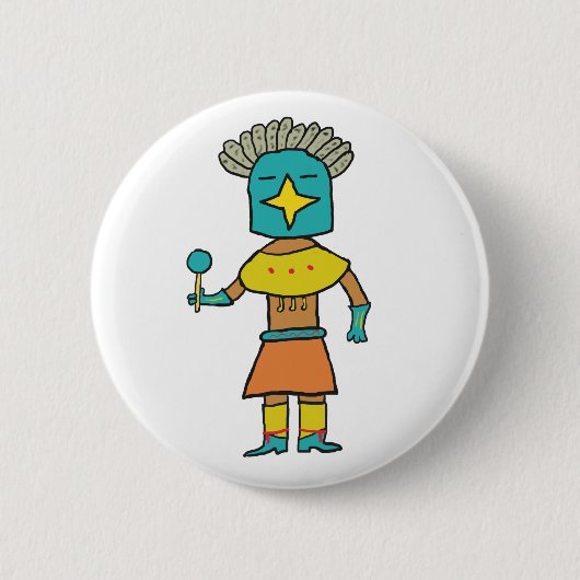 Blue Star Kachina Ronde Button 5,7 Cm (Voorkant)