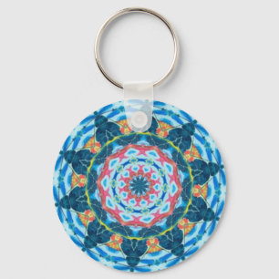 Blue star kaleidoscoop sleutelhanger