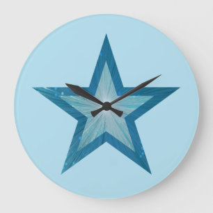 Blue Star-klok rond bleke blauw Grote Klok