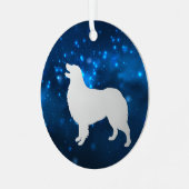 Blue Star Lights Australian Shepherd Kerstmis Metalen Ornament (Voorkant links)