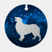 Blue Star Lights Australian Shepherd Kerstmis Metalen Ornament (Voorkant)