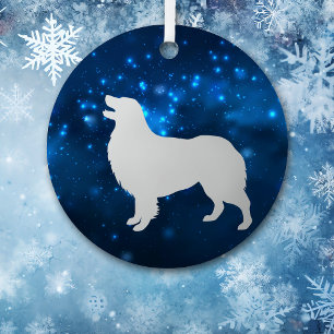 Blue Star Lights Australian Shepherd Kerstmis Metalen Ornament