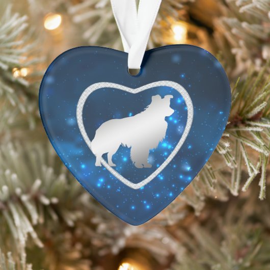 Blue Star Lights Border Collie Dog Ornament (Boom)