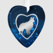 Blue Star Lights Border Collie Dog Ornament (voorkant)