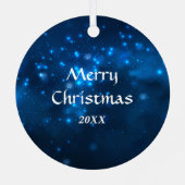 Blue Star Lights Boston Terrier Dog Kerstmis Metalen Ornament (Achterkant)