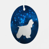 Blue Star Lights Cocker Spaniel Dog Kerstmis Metalen Ornament (Voorkant links)