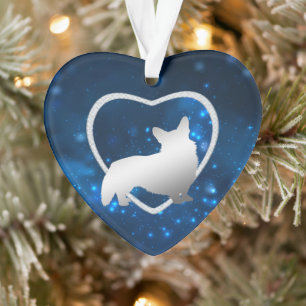 Blue Star Lights Corgi Dog Ornament