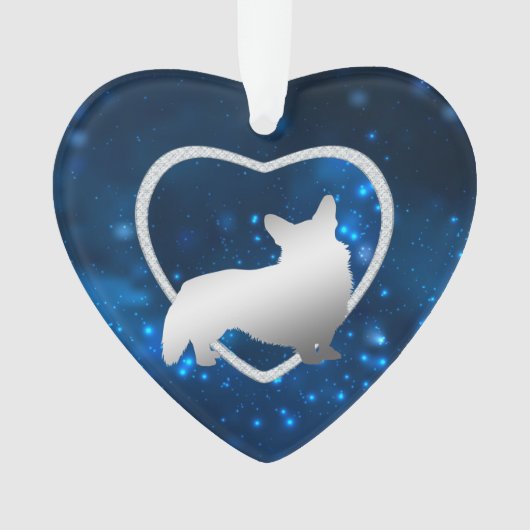 Blue Star Lights Corgi Dog Ornament (voorkant)