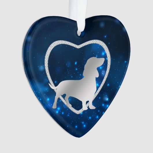 Blue Star Lights Dachshund Dog Ornament (voorkant)