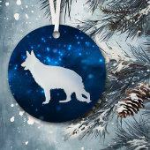 Blue Star Lights Duitse herderkerst Metalen Ornament