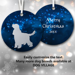 Blue Star Lights English Cocker Spaniel Kerstmis Metalen Ornament
