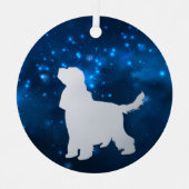 Blue Star Lights English Cocker Spaniel Kerstmis Metalen Ornament (Voorkant)