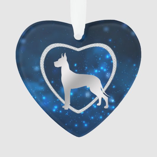 Blue Star Lights Great Dane Dog Ornament (voorkant)