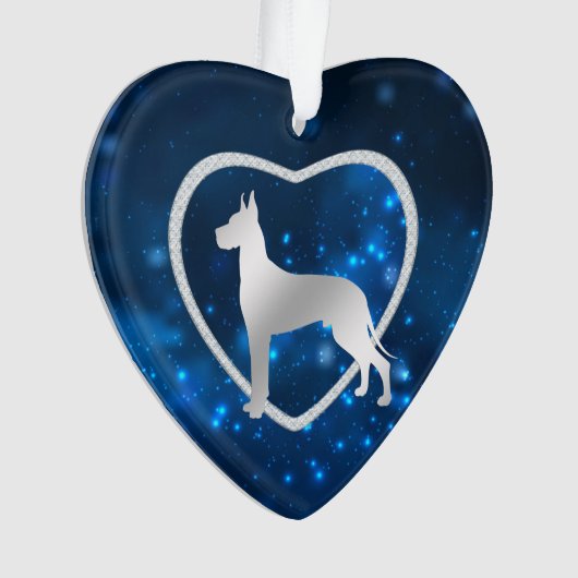 Blue Star Lights Great Dane Dog Ornament (voorkant)