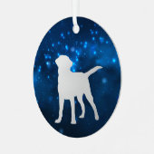 Blue Star Lights Labrador Retriever Dog Kerstmis Metalen Ornament (Voorkant links)