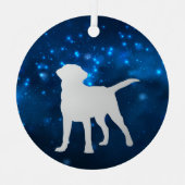 Blue Star Lights Labrador Retriever Dog Kerstmis Metalen Ornament (Voorkant)