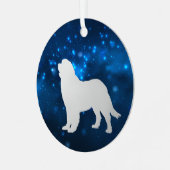 Blue Star Lights Newfoundland Dog Kerstmis Metalen Ornament (Voorkant links)