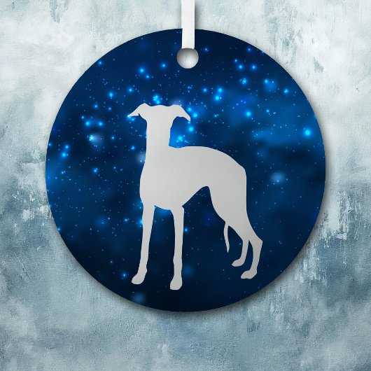 Blue Star Lights Whippet Dog kerst Metalen Ornament