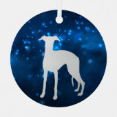 Blue Star Lights Whippet Dog kerst Metalen Ornament (Voorkant)