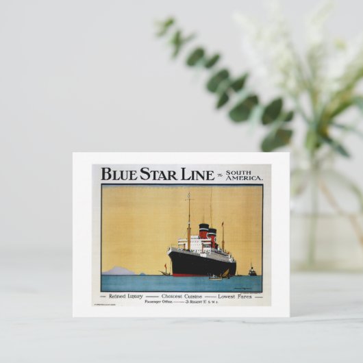 Blue Star Line Zuid-Amerika Briefkaart (Staand voorkant)