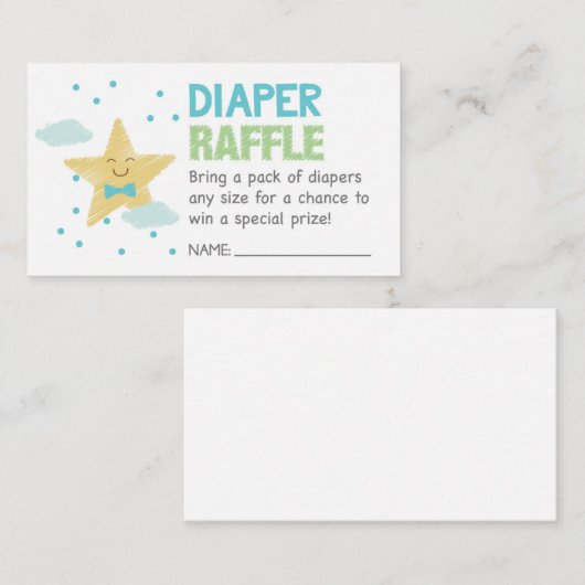 Blue Star Luier Raffle Ticket Informatiekaartje (Voorkant / Achterkant)