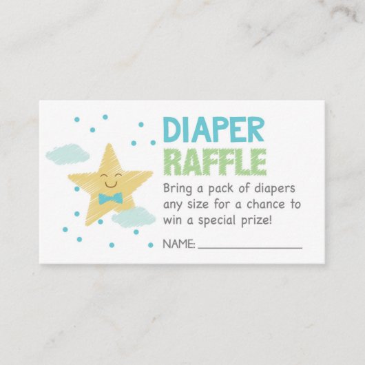 Blue Star Luier Raffle Ticket Informatiekaartje (Voorkant)