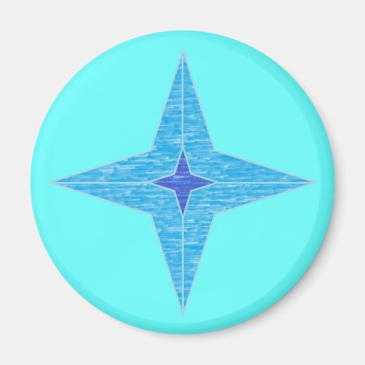 Blue Star Magnet (rond) (Voorkant)