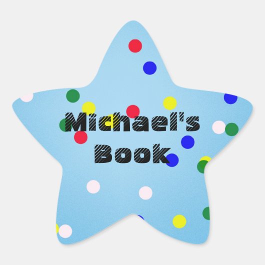 Blue Star met Stippen Custom Bookplate voor Kinder Ster Sticker (Voorkant)