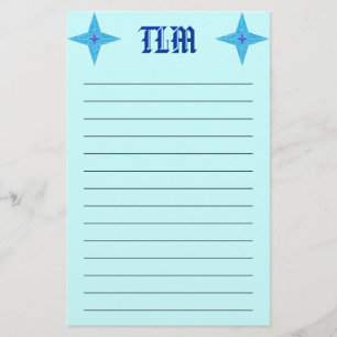 Blue Star Monogrammed Stationery Lined Briefpapier