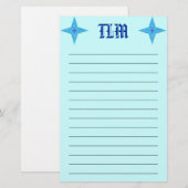 Blue Star Monogrammed Stationery Lined Briefpapier (Voorkant / Achterkant)