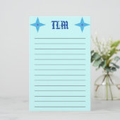 Blue Star Monogrammed Stationery Lined Briefpapier (Staand voorkant)
