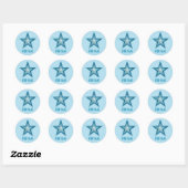 Blue Star 'Name' rond sticker bleek blauw (Vel)