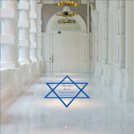 Blue Star of David Name | Datum Bar Mitzvah Vloersticker<br><div class="desc">Eenvoudige,  elegante blauwe ster van David Bar Mitzvah met de naam van uw zoon en de datum van zijn viering. Origineel ontwerp door Holiday Hearts Design (alle gereserveerde rechten).</div>