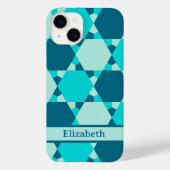 Blue Star of David Optical Illusion Pattern Name Case-Mate iPhone Case (Achterkant)