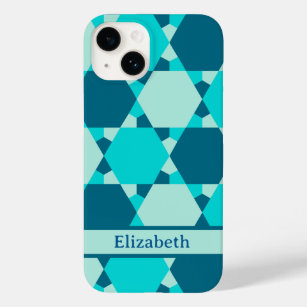 Blue Star of David Optical Illusion Pattern Name Case-Mate iPhone 14 Hoesje