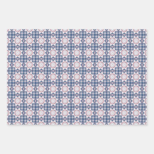 Blue Star Quilt Pattern Wrapping Craft Paper (Voorkant 2)