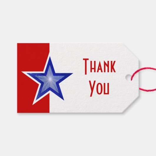 Blue Star Red print Bedankt labels Cadeaulabel (Voorkant (Horizontaal))