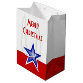 Blue Star Red print Merry-kerstmedium Medium Cadeauzakje (Voorkant Gekanteld)
