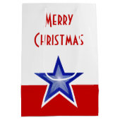 Blue Star Red print Merry-kerstmedium Medium Cadeauzakje (Achterkant)