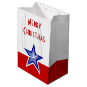 Blue Star Red print Merry-kerstmedium Medium Cadeauzakje (Achterkant Gekanteld)