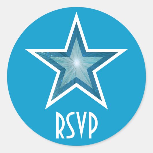 Blue Star RSVP-ronde sticker blauw (Voorkant)