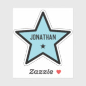 Blue Star Shape Outline Simple Cool Custom Name Sticker (Vel)